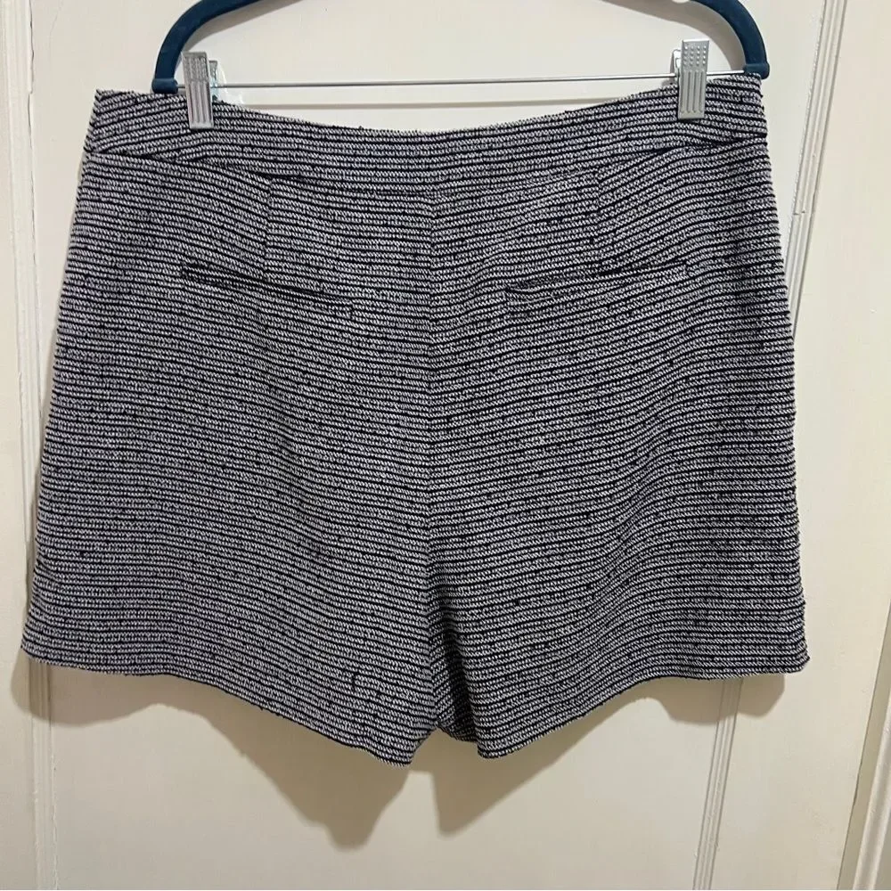 Ann Taylor Tweed Black and White High Waist Shorts Women's Size 14